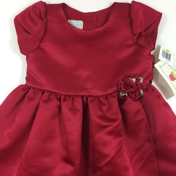 Marmellata Girl's Red Dress Rosette Tulle Underlay Fancy Party Holiday Size 4T - Picture 2 of 16